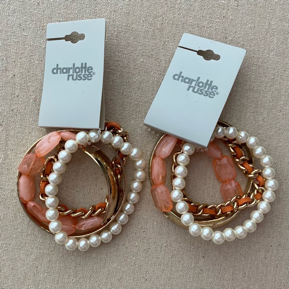Bundle bracelet; gold orange & pearl